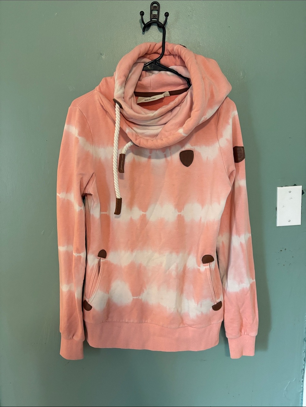 Wanakome Tie-Dye Funnel Neck Pullover Sweater - Pink